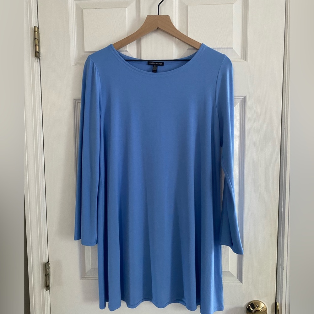 Eileen Fisher Blue Jersey Tunic Top - L